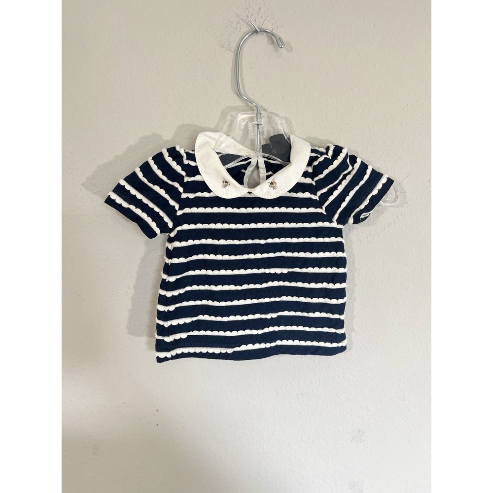 Victoria Beckham x Target Baby NB Newborn Collared Top Navy White Stripe Bee
